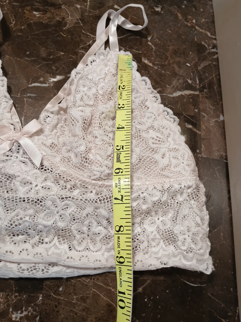 Lace Bandeau Bralette with Satin Trim in Light Pink - Picture 5 of 11